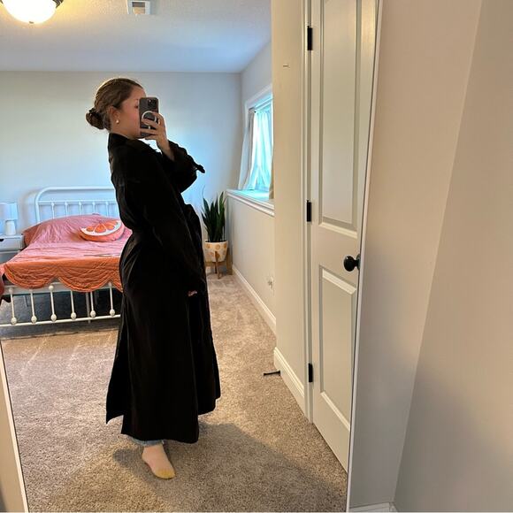 Vintage Calvin Klein Black Faux Suede Coat Jacket Large - Picture 3 of 12